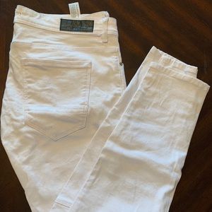 Zara Man White Moto Denim. Size 34.